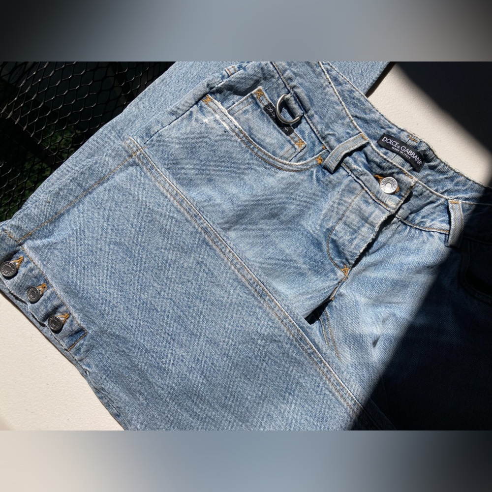 Vintage Dolce & Gabbana Light Wash Low Rise Jeans Button Hem Jeans Button Fly - Picture 9 of 17